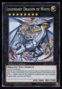 Legendary Dragon of White WSUP-EN051 Secret Rare Yu-Gi-Oh - Image 1