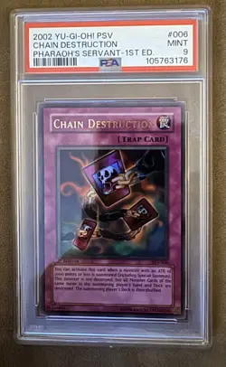 2002 YU-GI-OH! PSV-PHARAOH'S SERVANT 1ST ED #006 CHAIN DESTRUCTION PSA 9 MINT - Image 1