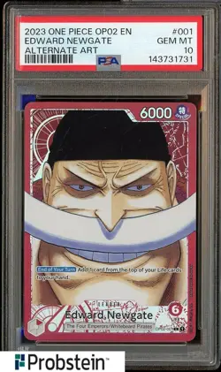 2023 One Piece OP02 EN Alternate Art #001 Edward Newgate PSA 10 GEM MINT - Image 1