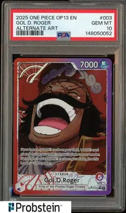 2025 One Piece OP13 EN Alternate Art #003 Gold.D.Roger PSA 10 GEM MINT - Image 1