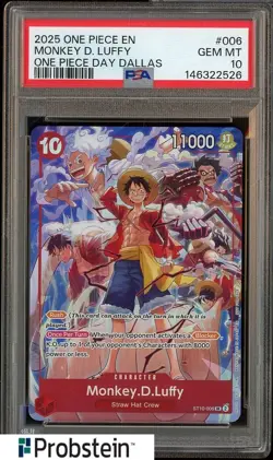 2025 One Piece EN One Piece Day Dallas #006 Monkey D Luffy PSA 10 GEM MINT - Image 1