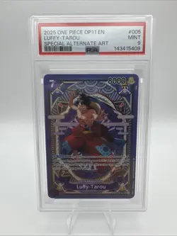 2025 ONE PIECE OP11 #005 A FIST OF DIVINE SPEED LUFFY TAROU SP ALT ART PSA 9 - Image 1