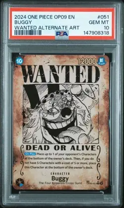 One Piece Buggy OP09 #051 SP Wanted Poster Alternative Art PSA 10 - Image 1
