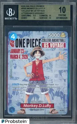 2026 Monkey D Luffy One Piece Promo College Basketball US Voyage BGS 10 PRISTINE - Image 1