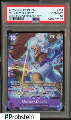 2025 One Piece EN 2nd Anniversary Set #119 Monkey D Luffy PSA 10 GEM MINT - Image 1