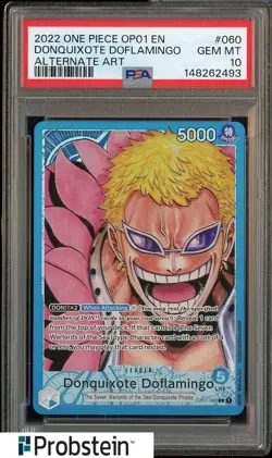 2022 One Piece OP01 EN Alternate Art #060 Donquitote Doflamingo PSA 10 - Image 1