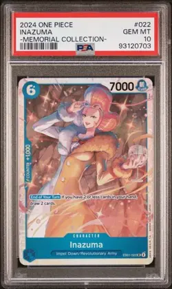 2024 One Piece Memorial Collection Inazuma SUPER RARE PSA 10 GEM #022 - Image 1