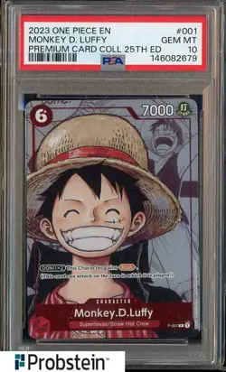 2023 One Piece EN Premium Card Collection 25th Edition Monkey D Luffy PSA 10 - Image 1