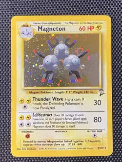 Magneton 9/130 Swirl Base Set 2 WotC HOLO Foil Rare 2000 Pokemon Card - LP+ - Image 1