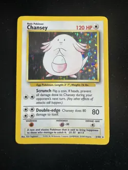 Pokemon TCG 1999 WOTC Rare Holo Base Set Chansey Card 3/102 LP Condition - Image 1