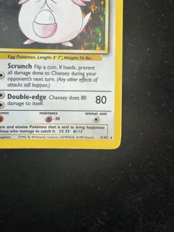 Pokemon TCG 1999 WOTC Rare Holo Base Set Chansey Card 3/102 LP Condition - Image 4