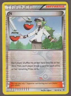 N 92/101 Noble Victories 2011 Pokemon Card LP Reverse Holo Supporter - Image 1
