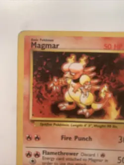 OFF CENTER ERROR - Magmar 36/102 Pokemon TCG Card 1999 Base Set Vintage Played - Image 3