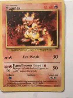 OFF CENTER ERROR - Magmar 36/102 Pokemon TCG Card 1999 Base Set Vintage Played - Image 5