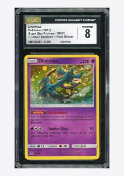 Pokemon CGC 8 Dhelmise Promo 2017 SM53 Crimson Invasion 1 Pack Blister English - Image 1