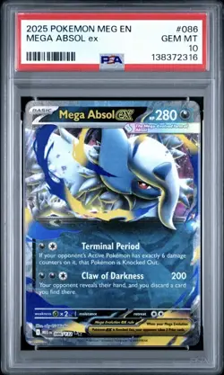 2025 Pokemon Mega Evolution Mega Absol ex 086/132 PSA 10 Gem Mint - Image 1