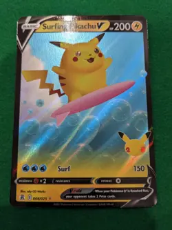 Pokemon TCG Celebrations Surfing Pikachu Holo Ultra Rare Card 008/025 NM - Image 1