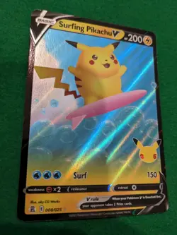 Pokemon TCG Celebrations Surfing Pikachu Holo Ultra Rare Card 008/025 NM - Image 2