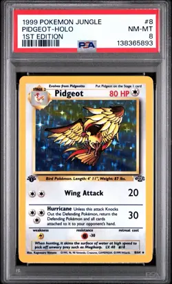 1999 Pokemon Jungle Pidgeot Holo 1st Edition PSA 8 - Image 1