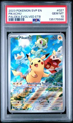 2023 POKEMON SVP EN-SV BLACK STAR PROMO #027 PIKACHU PSA 10 - Image 1