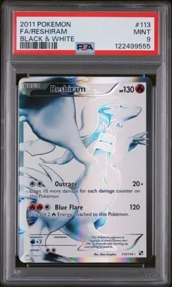 Reshiram #113 PSA 9 Full Art Pokemon Black & White 113/114 - Image 1
