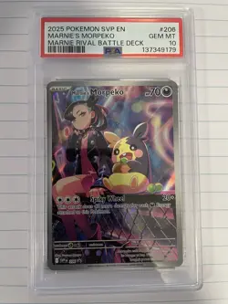 2025 POKEMON SVP EN-SV BLACK STAR PROMO #206 MARNIE'S MORPEKO PSA 10 - Image 1