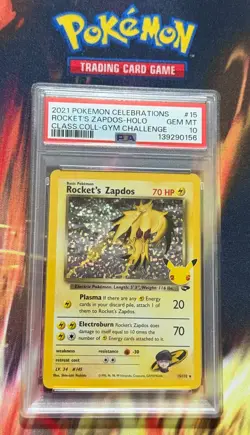 2021 POKEMON CELEBRATIONS CLASSIC COLLECTION #15 ROCKET'S ZAPDOS-HOLO PSA 10 - Image 3