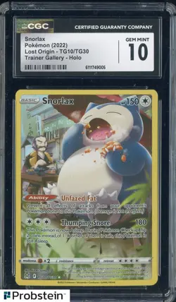 2022 Pokemon Lost Origin Trainer Gallery #TG10 Snorlax CGC 10 GEM MINT - Image 1