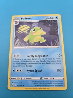 Politoed 032/196 Rare Regular SWSH: Lost Origin Pokemon TCG NM - Image 1