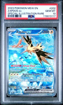 PSA 10 Zapdos Ex 202/165 SIR Illustration Rare GEM MINT Pokemon 151 6a - Image 1