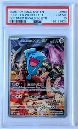 PSA 10 2025 Pokemon Center ETB Team Rocket’s Wobbuffet GEM MINT – DRI LOW POP - Image 1