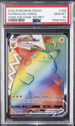 2020 POKEMON SWORD & SHIELD VIVID VOLTAGE SECRET FULL ART/PIKACHU VMAX PSA 10 - Image 1
