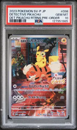 2023 POKEMON JPN SV-P PROMO #098 DETECTIVE PIKACHU PSA 10 - Image 1