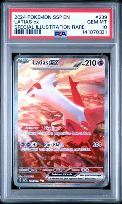 2024 POKEMON SSP EN-SURGING SPARKS SPECIAL ILLUSTRATION RARE LATIAS EX PSA 10 - Image 1