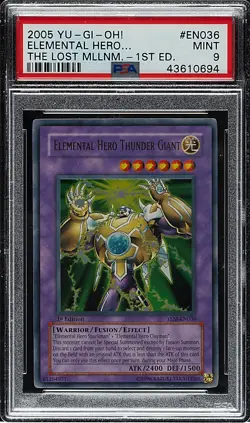 2005 Yu-Gi-Oh! Lost Millennium Elemental Hero Thunder Giant 1ST EDITION - PSA 9 - Image 2