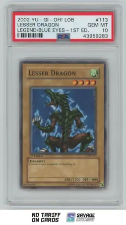 2002 Yu-Gi-Oh Legend/Blue Eyes 1st Edition Lesser Dragon PSA 10 #LOB-113 - Image 1
