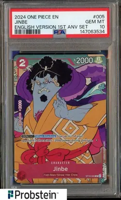 2024 One Piece English Version 1st Anniversary Set #005 Jinbe PSA 10 GEM MINT - Image 1