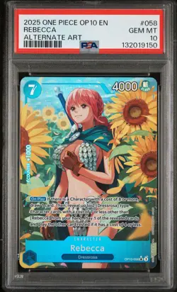 2025 ONE PIECE OP10-ROYAL BLOOD ALTERNATE ART #058 REBECCA PSA 10 - Image 1