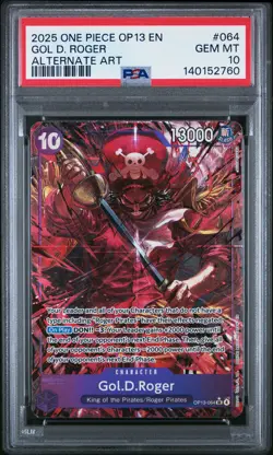 2025 ONE PIECE OP13-CARRYING ON HIS WILL ALTERNATE ART #064 GOL D. ROGER PSA 10 - Image 1