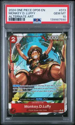 2024 ONE PIECE OP06-WINGS OF THE CAPTAIN ALTERNATE ART MONKEY D. LUFFY PSA 10 - Image 1