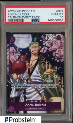 2025 One Piece EN Championship 25-26 Event Pack #067 Zoro-Juurou PSA 10 - Image 1