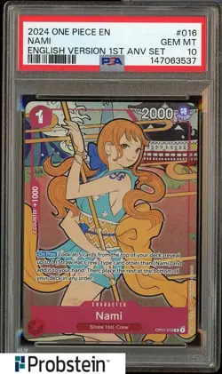 2024 One Piece English Version 1st Anniversary Set #016 Nami PSA 10 - Image 1