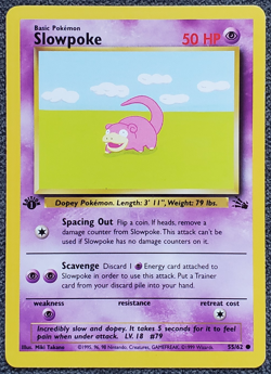 1st Edition Slowpoke - Fossil - #55/62 - Vintage Pokemon Card 1999 WOTC - Image 1