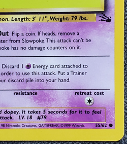 1st Edition Slowpoke - Fossil - #55/62 - Vintage Pokemon Card 1999 WOTC - Image 4