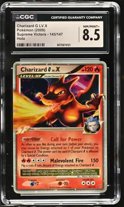 CGC 8.5 Charizard G LV.X 2009 Supreme Victors 143/147 Holo Pokemon Card - Image 1