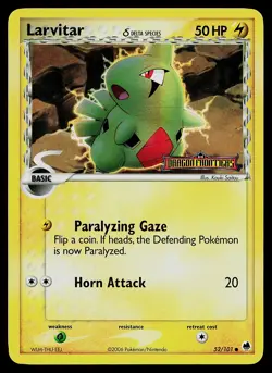 Pokemon Card - Larvitar Dragon Frontiers 52/101 Common Reverse Holo Stamped - Image 1