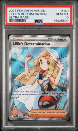 5509 Lillie's Determination 2025 Pokemon Mega Evolution #169 Ultra Rare PSA 10 - Image 1