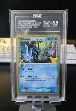 Pokemon Mimikyu Celebrations Chest Black Star Holo Promo SWSH136 TAG 8.5 - Image 1