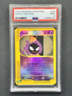 2002 POKEMON GASTLY REVERSE REV HOLO FOIL #109 E-SERIES EXPEDITION PSA 9 WOTC - Image 1