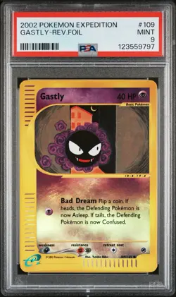 2002 POKEMON GASTLY REVERSE REV HOLO FOIL #109 E-SERIES EXPEDITION PSA 9 WOTC - Image 3